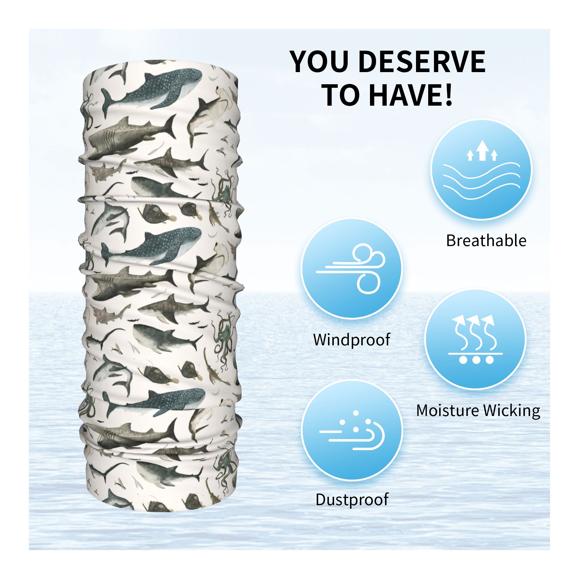 Shark Ocean Animal Sharks Band - огляд і ціна Neck Gaiter Face Cover